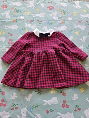 Janie and Jack Red and Black Plaid Dress with White Collar